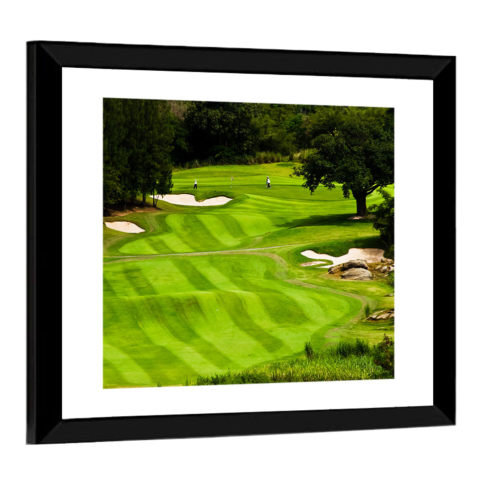 Sloping Golf Fairway with Bunkers Wall Art