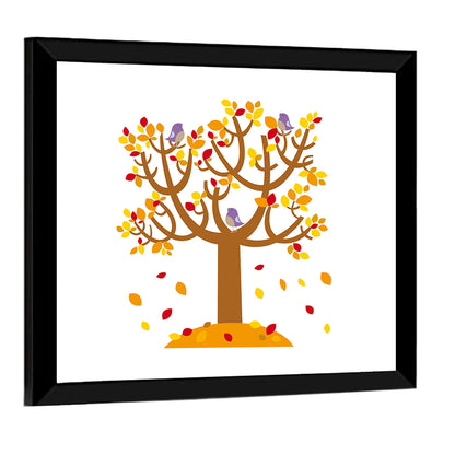 Autumn Tree with Perching Birds Wall Art