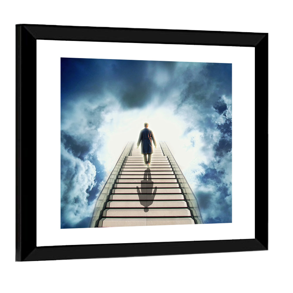 Man Ascending Toward Light Wall Art