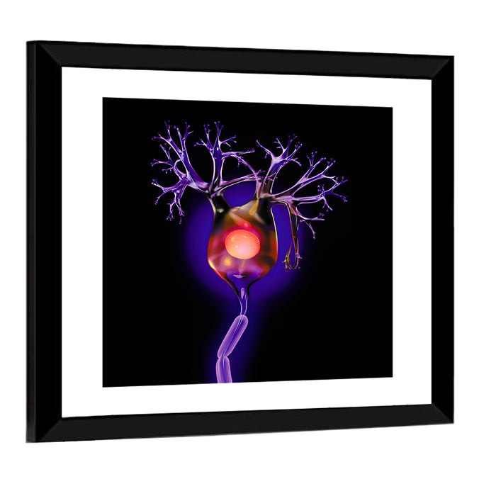 Microscopic Human Neuron Illustration Wall Art as a framed print