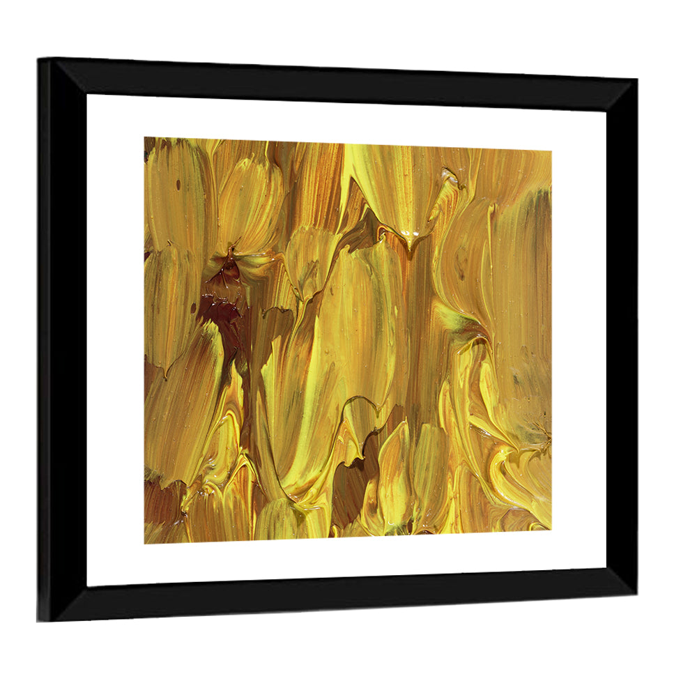 Golden Impasto Oil Study Wall Art
