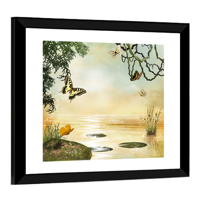 Butterflies Over Golden Pond Wall Art