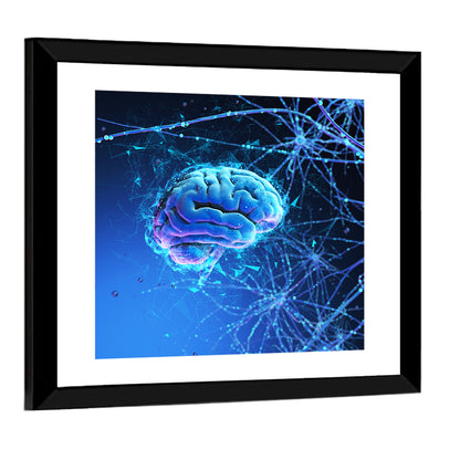 Blue 3d Neural Brain Wall Art