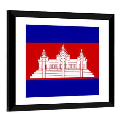Cambodia Flag with Angkor Wat Emblem Wall Art