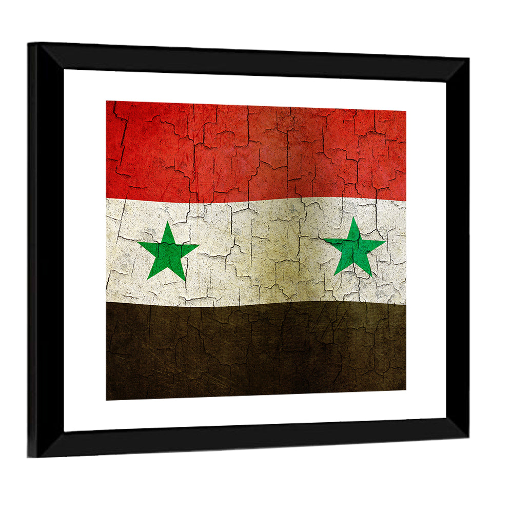 Syrian Flag Weathered Texture Wall Art