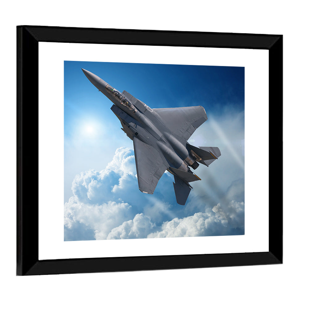 Low Angle Fighter Jet Over Sky Wall Art