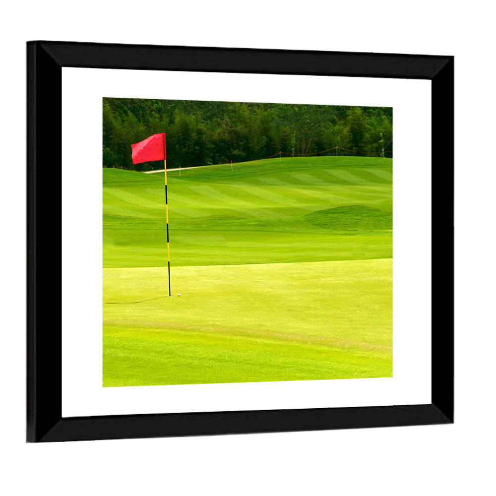Red Golf Flag on the Green Wall Art