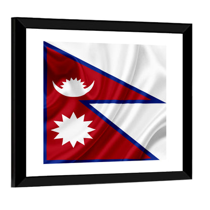 Nepal Flag with Moon and Sun Wall Art