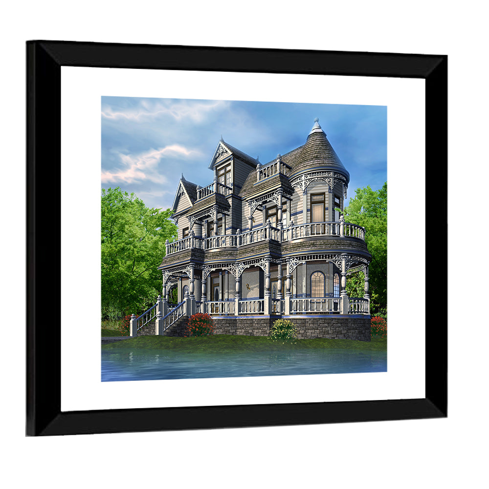 Lakeside Victorian House Wall Art