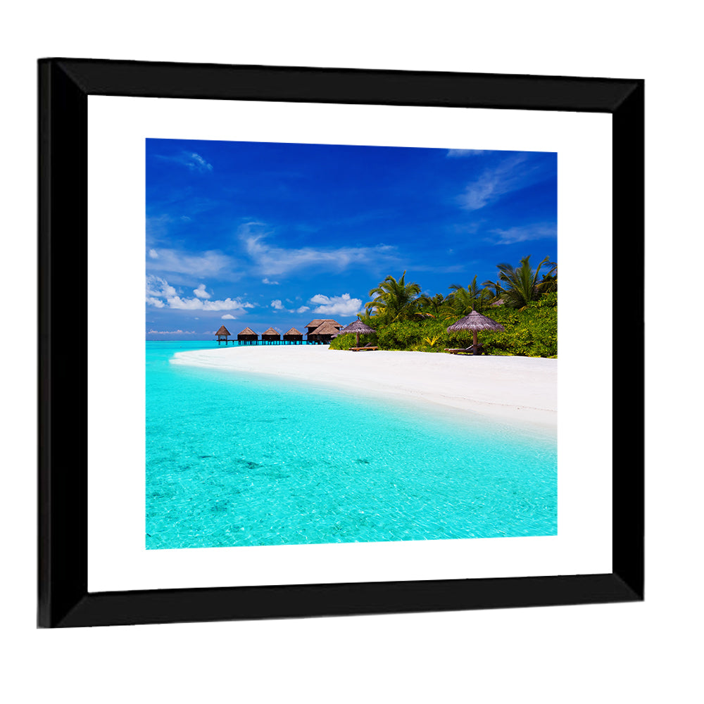 Turquoise Island with Water Bungalows Wall Art