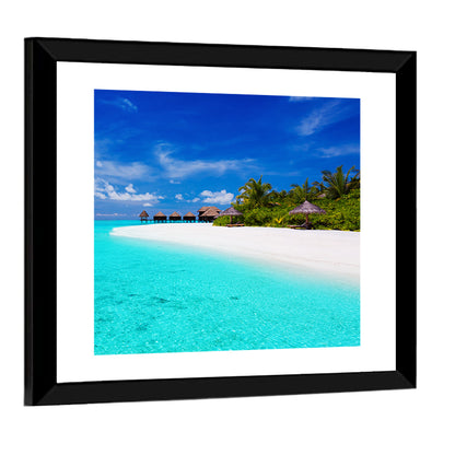 Turquoise Island with Water Bungalows Wall Art