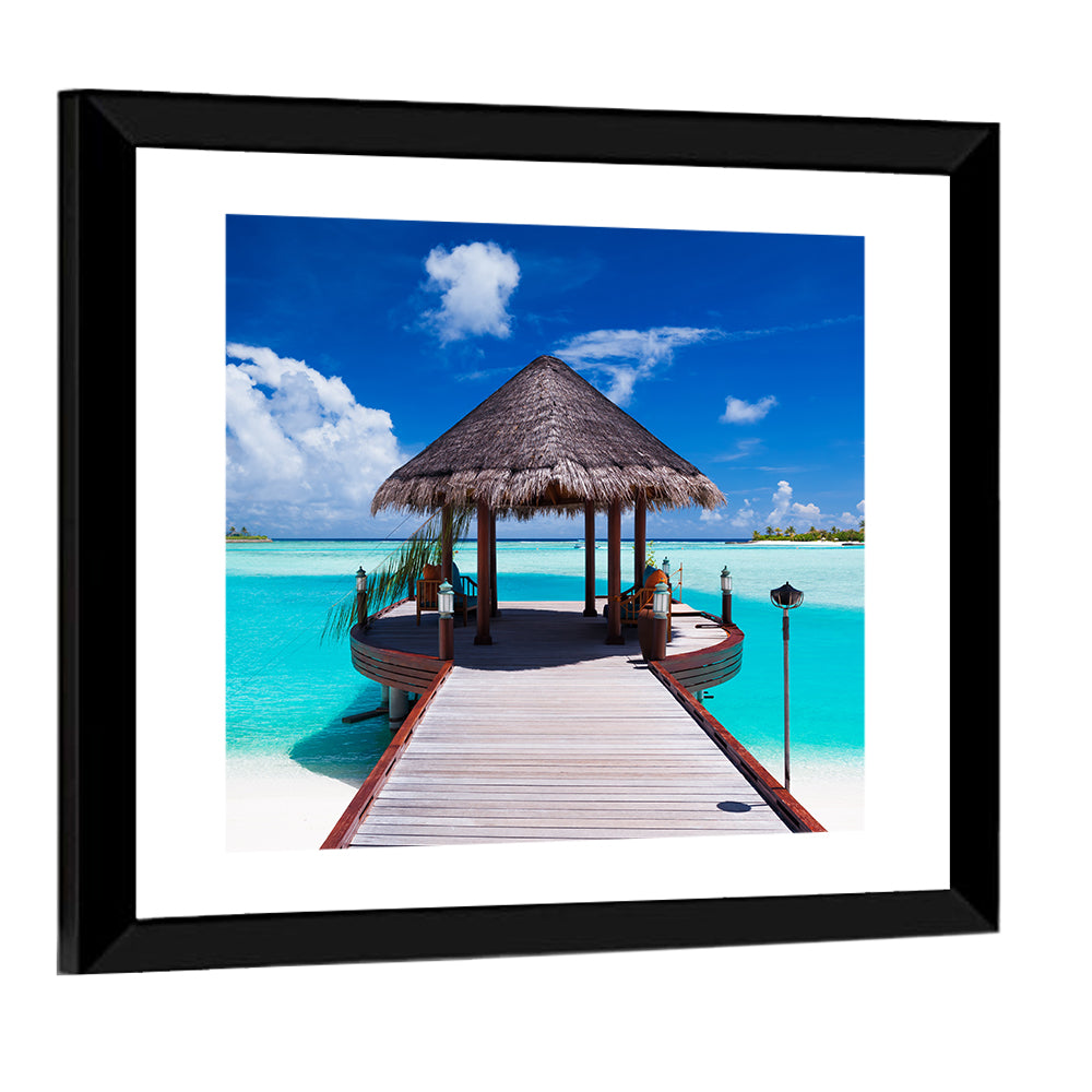 Tropical Jetty with Thatched Gazebo Wall Art