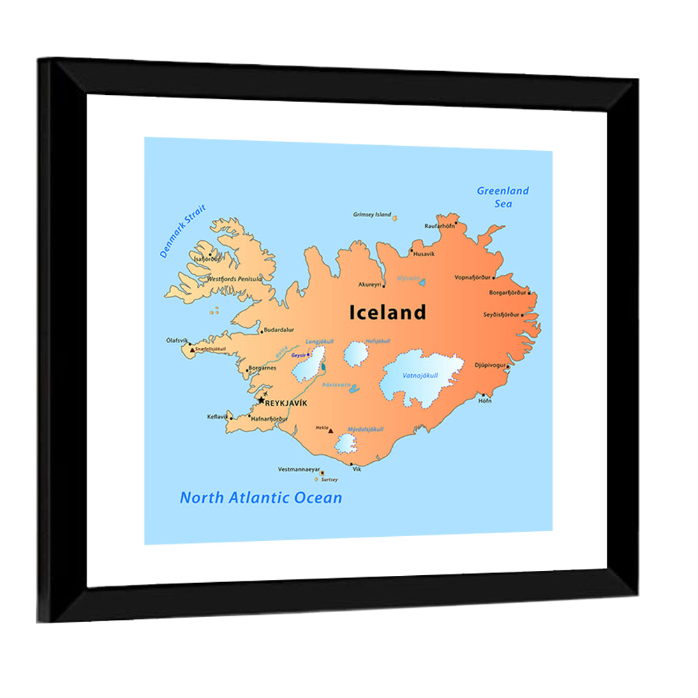 Iceland Map Illustration Wall Art