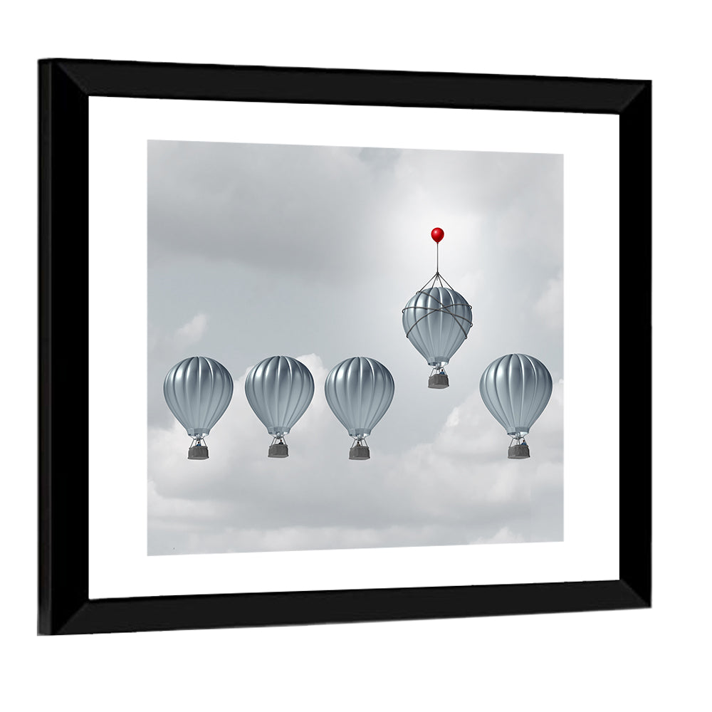 Hot Air Balloon Race with Red Accent Wall Art