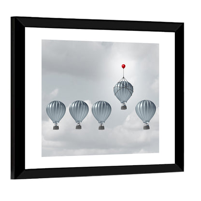 Hot Air Balloon Race with Red Accent Wall Art
