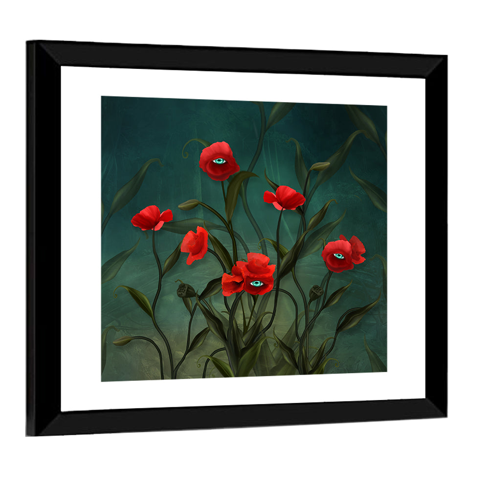 Surreal Poppies with Eyes Wall Art