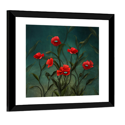 Surreal Poppies with Eyes Wall Art