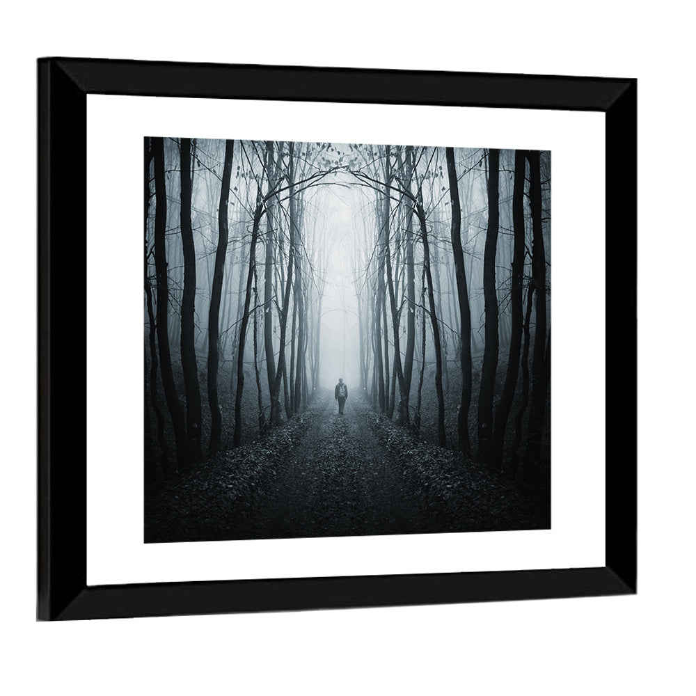Strange Foggy Forest Path Wall Art