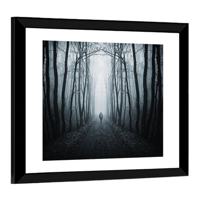 Strange Foggy Forest Path Wall Art