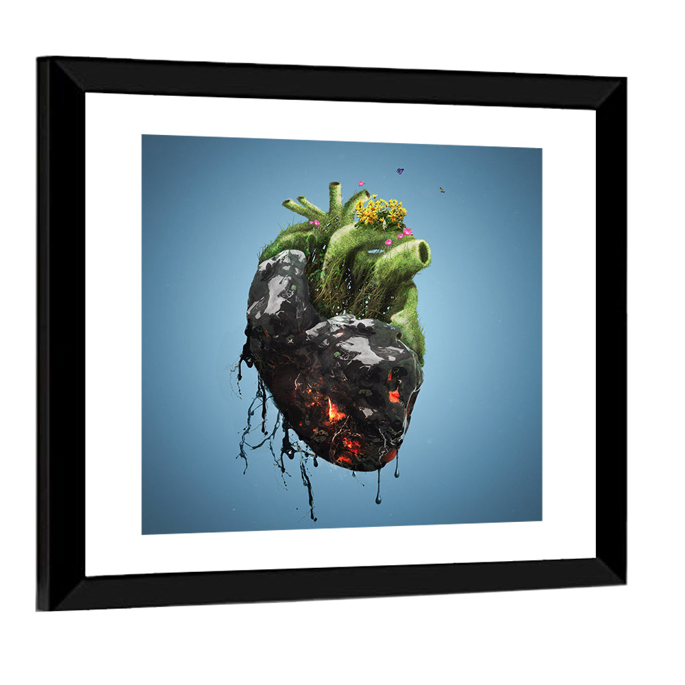 Anatomical Heart with Moss and Lava Wall Art