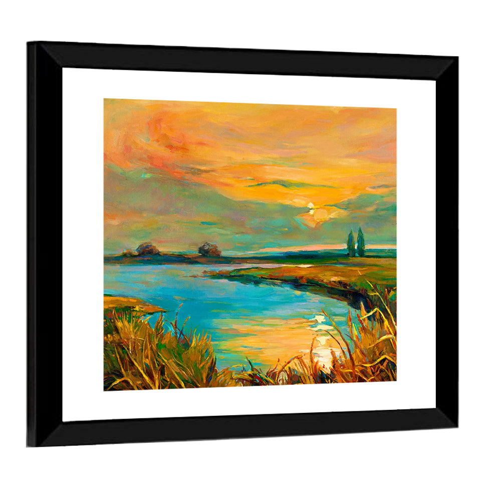 Rural Lake at Sunset Wall Art