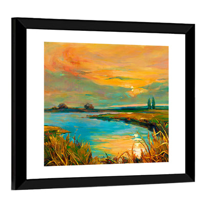 Rural Lake at Sunset Wall Art