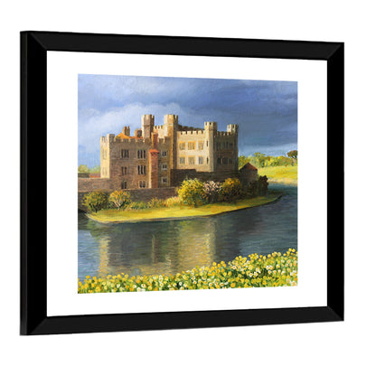 Castle Reflected Over Flower Meadow Wall Art