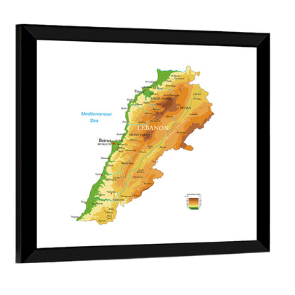 Lebanon Terrain Map Wall Art