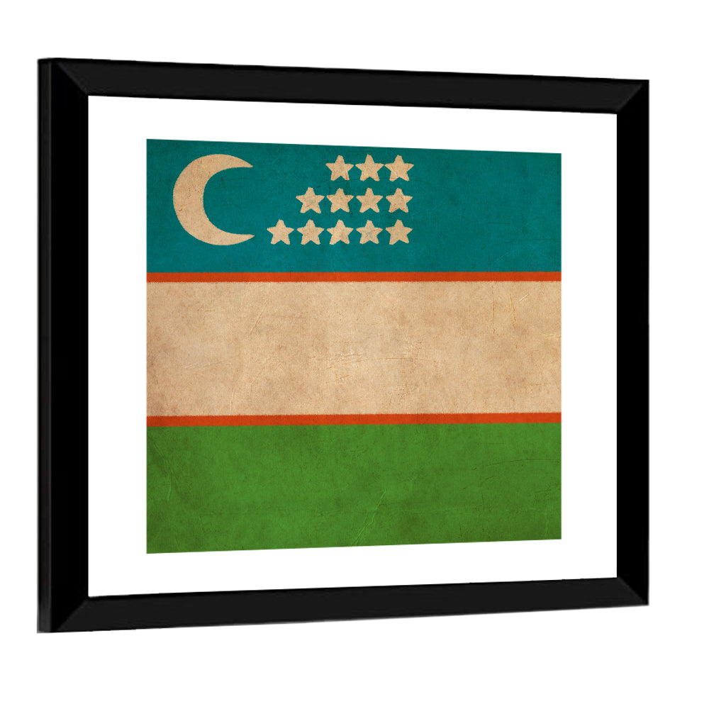 Uzbekistan Flag with Crescent and Stars Wall Art
