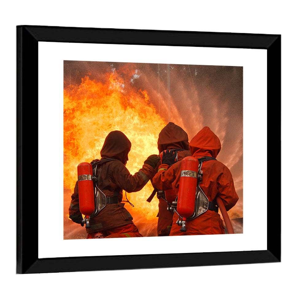 Three Firefighters Training Drill Wall Art