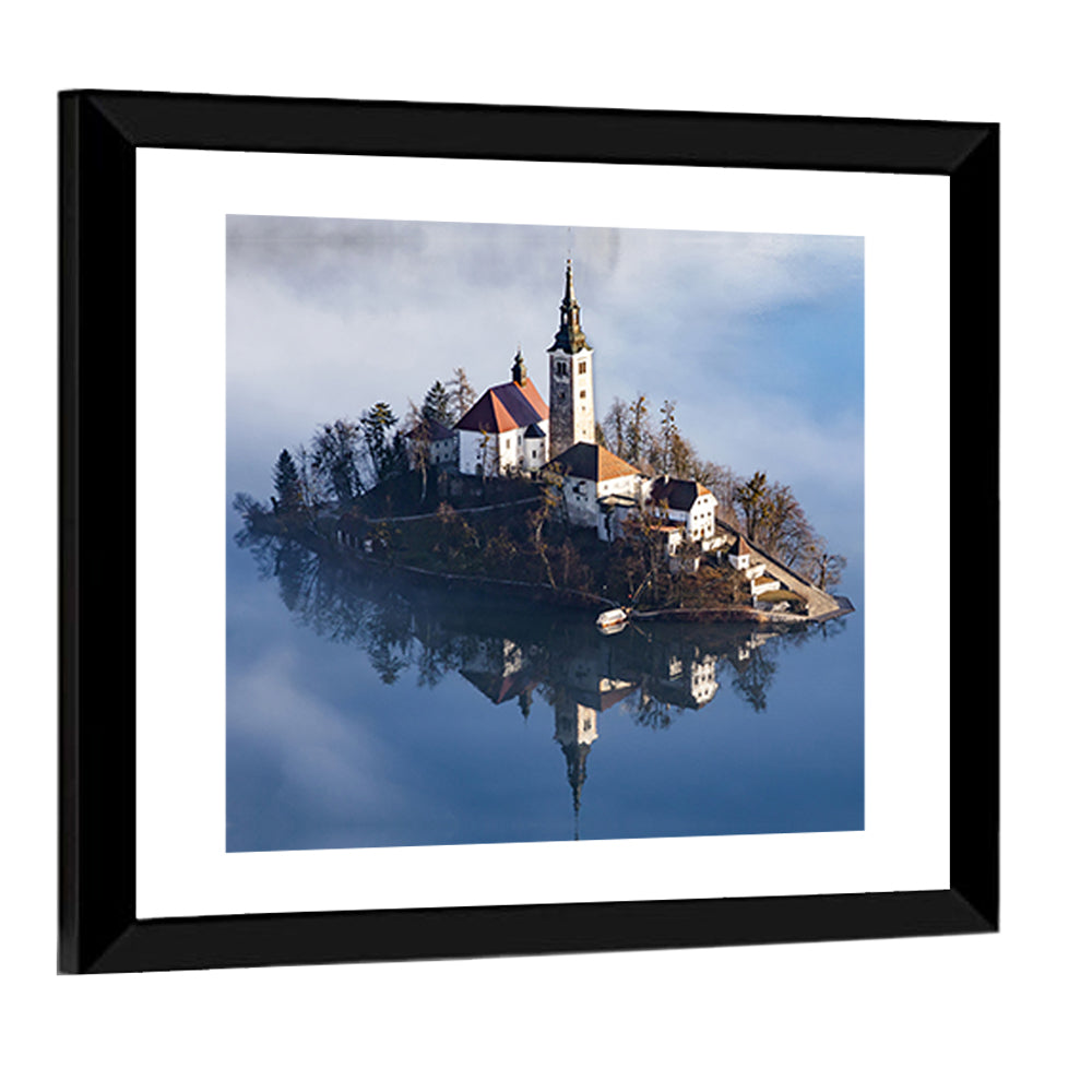 Bled Island Morning Fog Wall Art