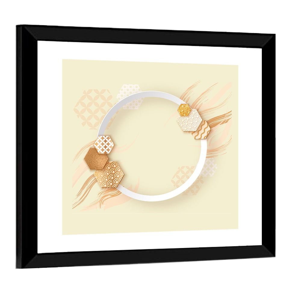 Cream and Gold Geometric Circle Wall Art
