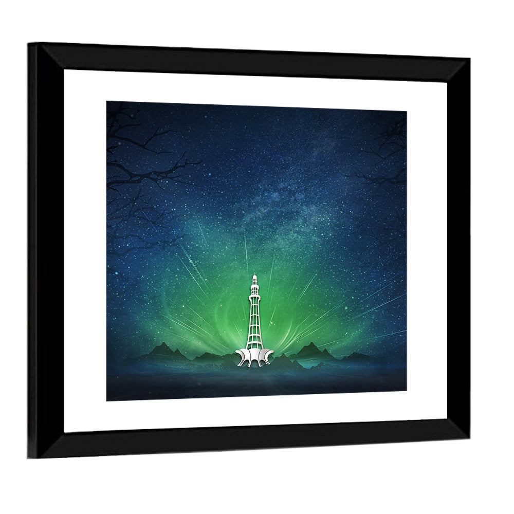 Minar-e-pakistan Aurora Night Wall Art