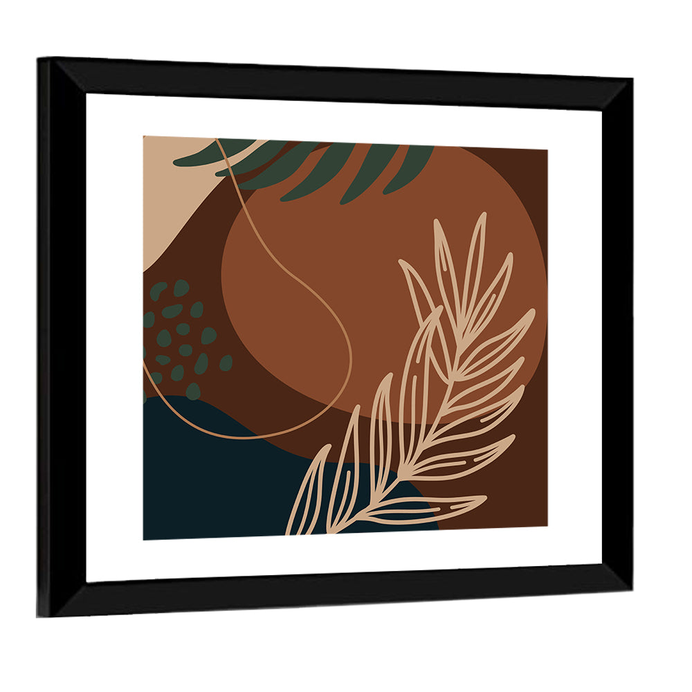 Brown Geometric Palm Leaf Wall Art