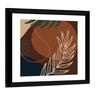 Brown Geometric Palm Leaf Wall Art