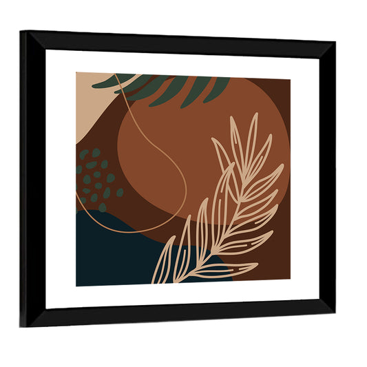 Brown Geometric Palm Leaf Wall Art