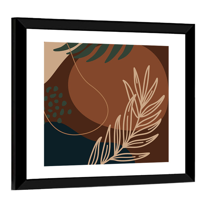 Brown Geometric Palm Leaf Wall Art as a framed print