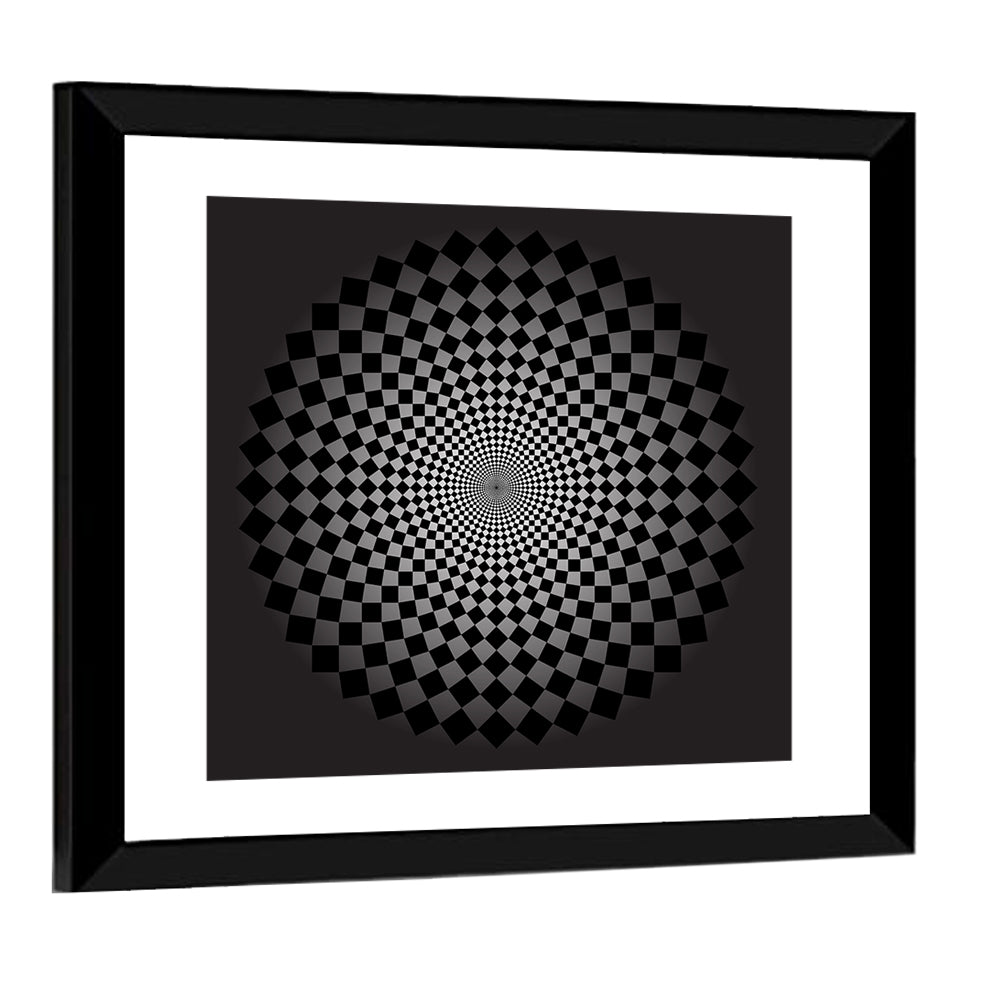 Monochrome Checkerboard Spiral Wall Art