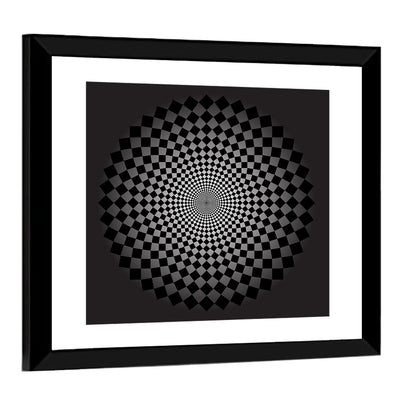 Monochrome Checkerboard Spiral Wall Art