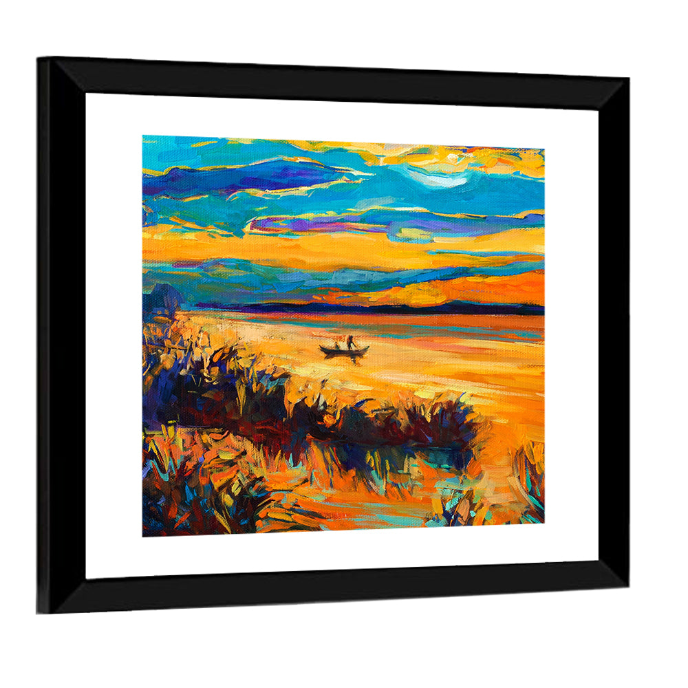 Impressionist Lake Sunset Wall Art