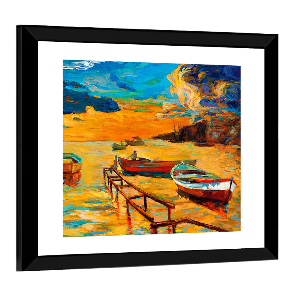 Wooden Pier at Sunset Wall Art