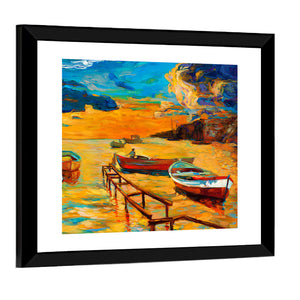 Sunset Over Ocean Artwork Wall Art