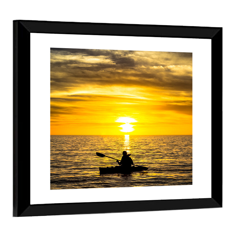 Kayaker at Golden Sunset Wall Art