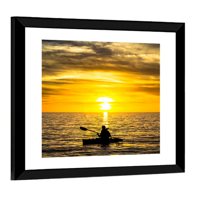 Kayaker at Golden Sunset Wall Art