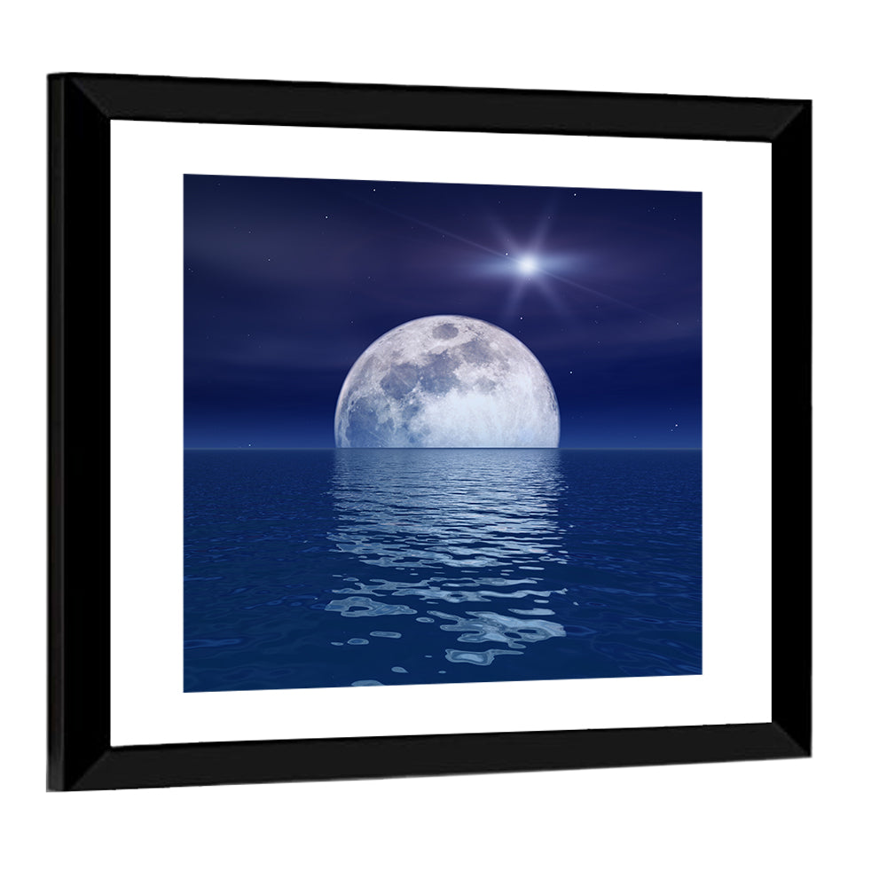 Quasar Star Over Moonlit Sea Wall Art