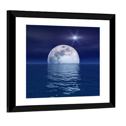 Quasar Star Over Moonlit Sea Wall Art