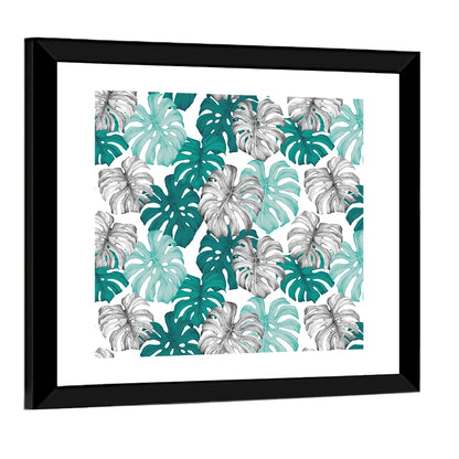 Seamless Monstera Leaf Pattern Wall Art