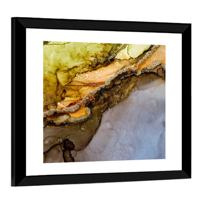 Glittering Vein Alcohol Ink Abstract Wall Art