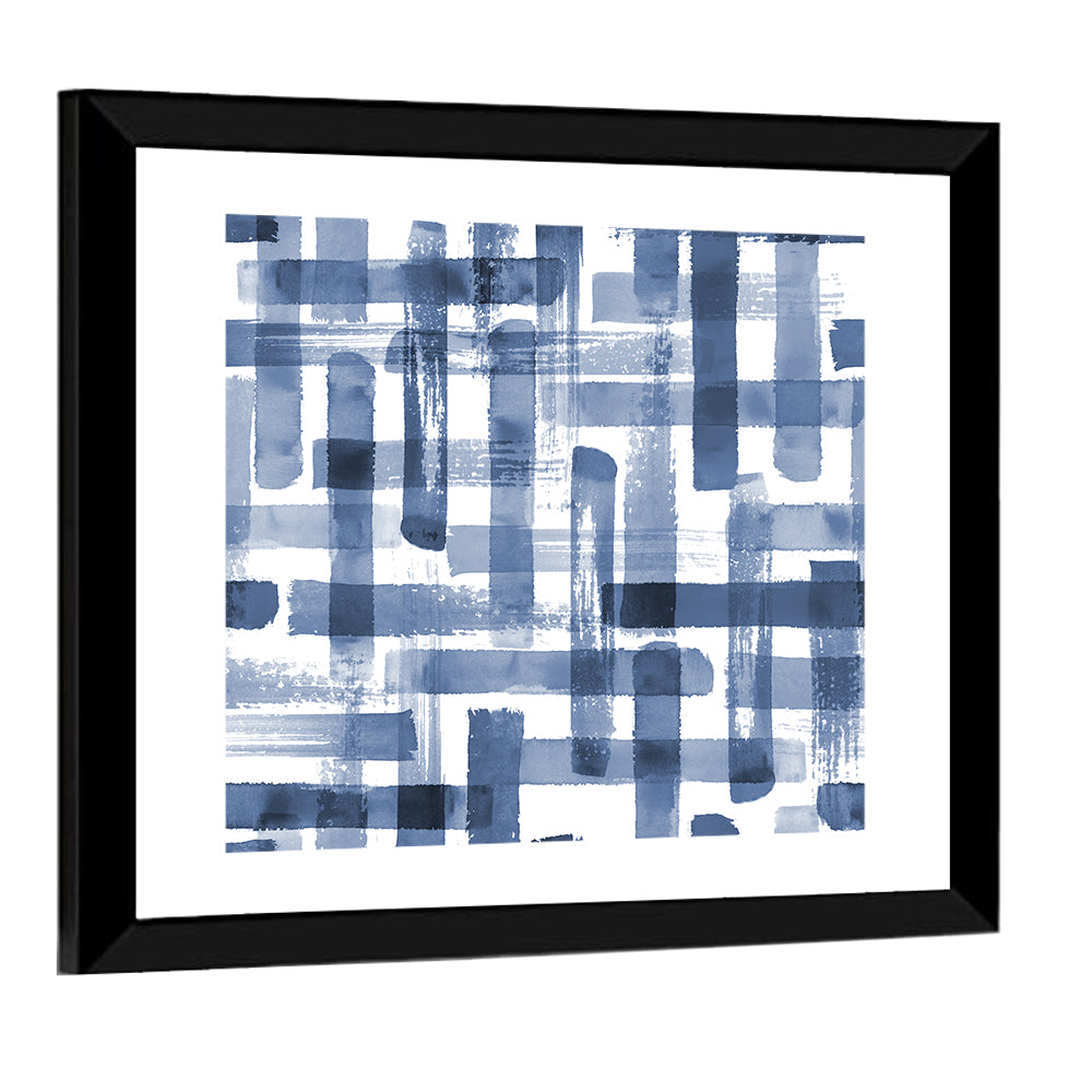 Indigo Brushstrokes Grid Wall Art