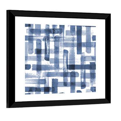 Indigo Brushstrokes Grid Wall Art